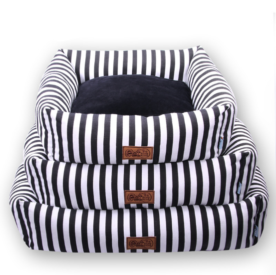 Black & White Striped Dog Bed