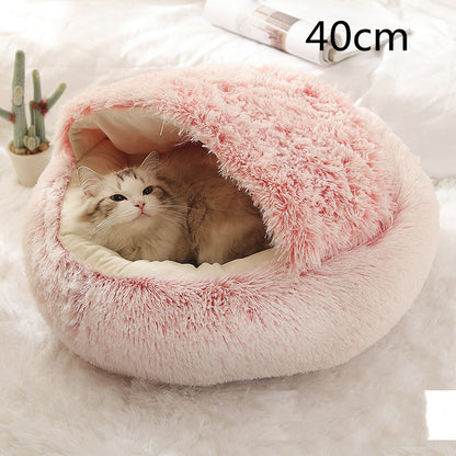 Dog And Cat Bed 2 in 1 Round Plush Warm Bed House