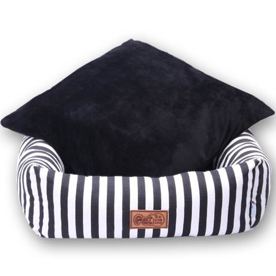 Black & White Striped Dog Bed