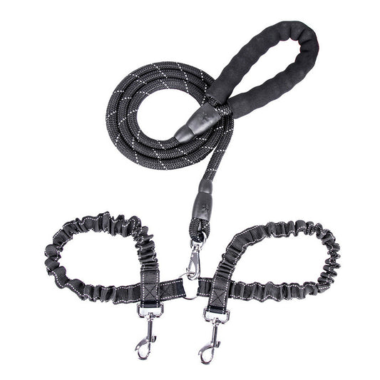 Double Dog Walking Leashes with Traction Belt